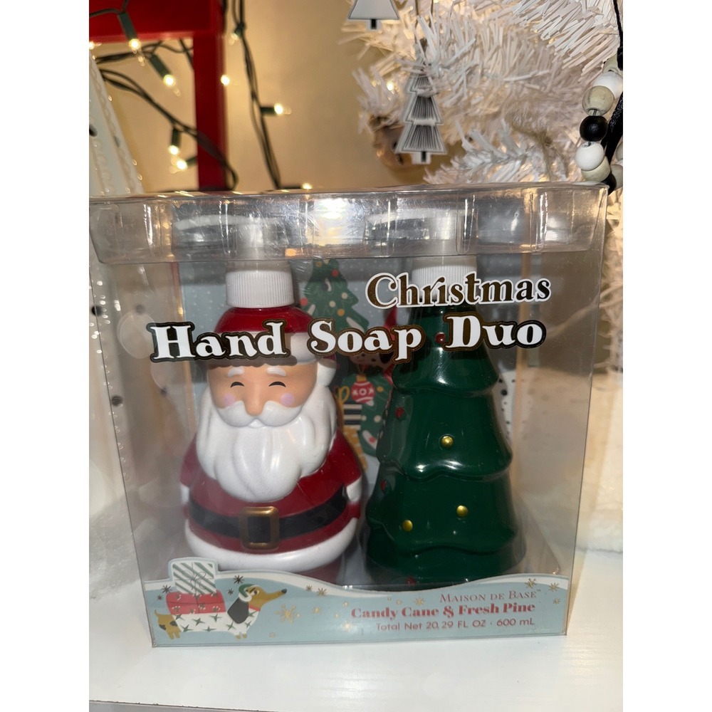 Maison de Base Christmas Hand Soap Duo Santa Tree Candy Cane Fresh Pine‎